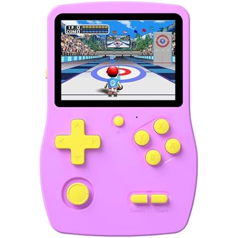 32 Bit Handheld Games for Kids Preloaded 139 Video Games, Portable Video Gaming Player with 3.0" IPS Screen and Rechargeable Battery, Mini Travel Games Electronic Gifts Toys for Boys Girls, Purple Cover