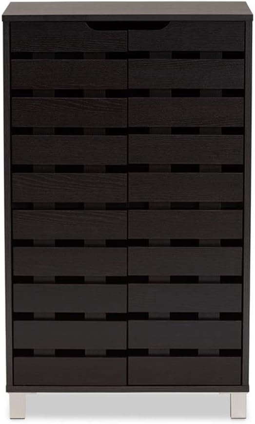Baxton Studio Ernest Modern and Contemporary Dark Brown Finished Wood 2-Door Shoe Storage Cabinet