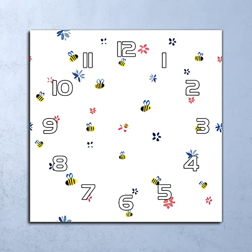 Horloge en verre moderne Coloray fleurs d'abeille, l'accessoire mural idéal pour votre intérieur - 3