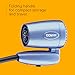 Conair Travel Hair Dryer with Dual Voltage, 1600W Compact Blow Dryer with Folding Handle, Blue