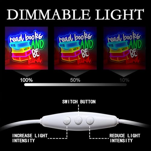Image of LED Read Books Be Kind Neon Signs Classroom Neon Lights Wall Decor for Reading Room, Classroom, Bookstore, Library, Museum, Study Room Gifts Art for Book Lover, Kids,Friends,family-13.4 x 12.6 IN-USB Powered-Acrylic