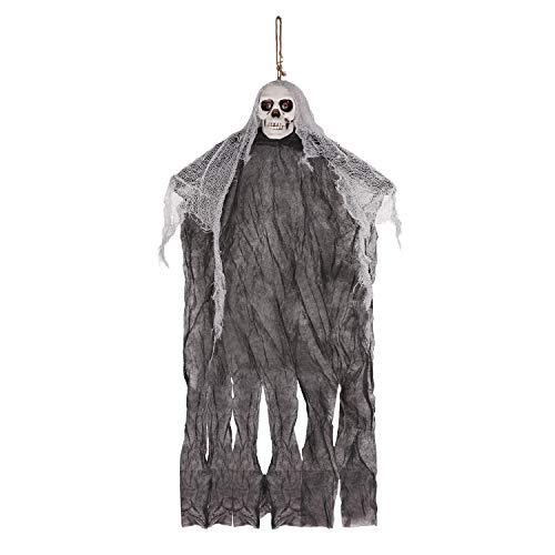 Horrible Halloween colgante fantasma aterrador casa embrujada cráneo esqueleto, bar Halloween fiesta casa colgante decoraciones para pared puerta techo patio interior exterior Cover