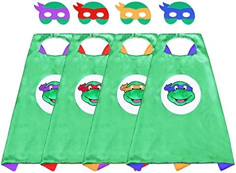 Joy2ee Superhero Cartoon Dress up Ninja Turtles Cosplay Costumes for Kids with Cape and Eye Mask
