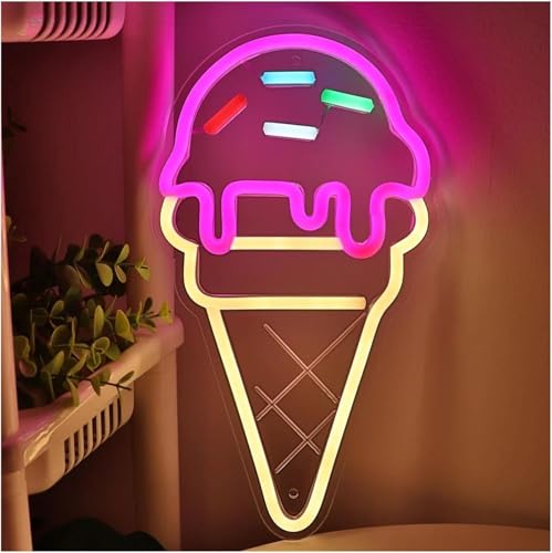 Néon cornet de glace avec paillettes de sucre lumineuses - 2