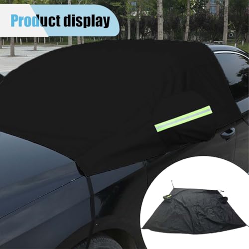 Image of KITUREK Extra Large Car Windshield Snow Cover, 101.22x64.64 Inch 600D Winter Windshield Frost Cover Wiper Protector with Side Mirror Cover, Windproof Windshield Cover for Ice and Snow