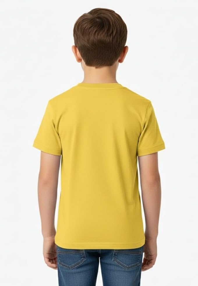 Image of T-Shirt for Boys | Super Colour (White Black Pink Yellow) Super Cotton [100% Pure] Solid Plain Tees