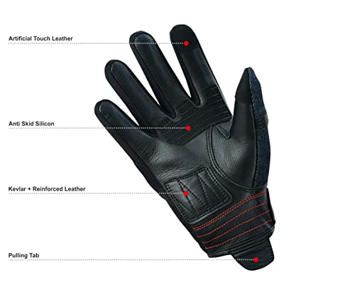 Moto5 Full Finger Motorcycle Gloves Touchscreen Premium Denim & Leather Street Motorcycle Gloves For Men,Women Durable Motorcycle Knuckle Protection #TOP3