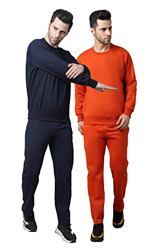 Image of Mack Jonney Fleece Solid Tracksuit Co-ord Set for Men (Pack of 2)-SW RN NVY RST LOWER NVY RST 04-P