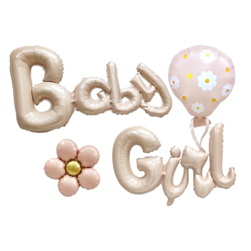 LUYIEDHA 4 PCS Ballon Baby Girl, Ballons Baby Girl beige crème Lettres aluminium, Déco Baby Shower Fille, Décorations de douche de bébé, naissance,...