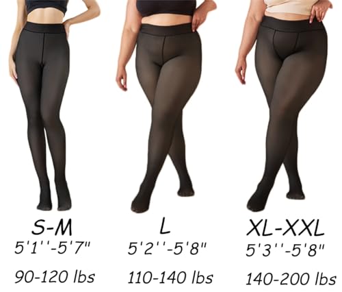 Image of VINICUNCA Winter Warm Fleece Lined Tights, Fake Translucent pantyhose Thick Thermal Leggings Pants