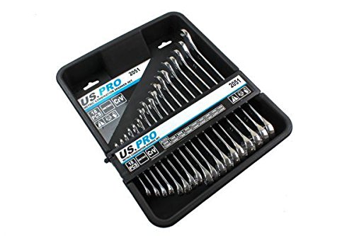 US PRO 18 szt. Metryczny klucz płasko-oczkowy zestaw 6 mm do 24 mm 2051