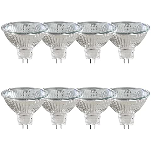 Caldarax 8 Stück MR16 GU5.3 20W 12V Halogenstrahler, Dimmbar 2700K Warmweiß, 210LM, Halogen Reflektor Glühbirne, GU5.3 Bi-Pin Base Strahler 36° Abstrahlungswinkel Cover