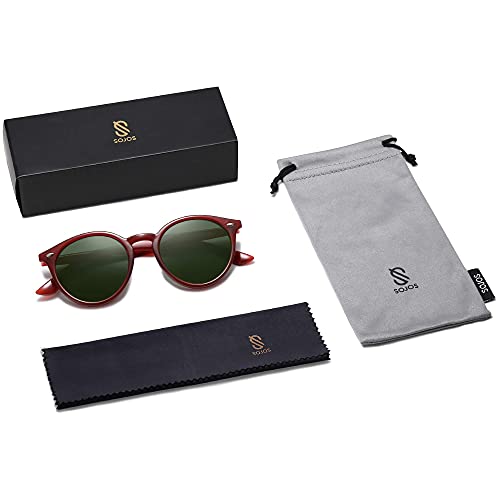 Image of SOJOS Retro Round Polarized Sunglasses for Women Men Classic Vintage Sunnies SJ2069