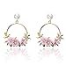 Produktbild SOLYY Ohrring Blume Ohrringe Für Frauen Runde Blume Anhänger Puck Rosa Schwebende Gold Kreis Pendientes Ohrring Weibliche Schmuck
