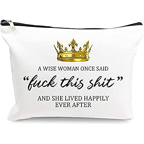 Birthday Gifts for Women,HAIYUU Canvas Cosmetic Bag Retirement Gifts Best Friend Mothers Day Gifts A Wise Women Once Said Travel Makeup Bag for Women Wife Mother Coworker Nurse Teacher Sister Cover