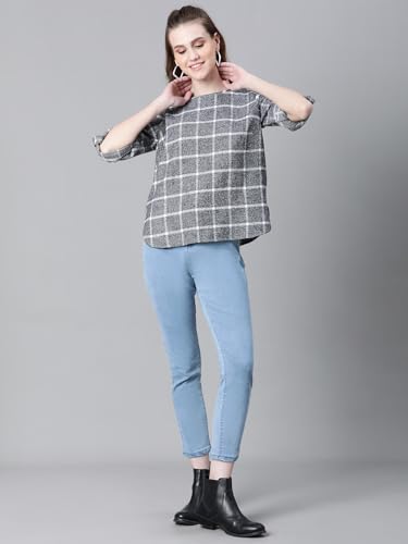 Image of oxolloxo Women's Checked Regular Fit Blouson