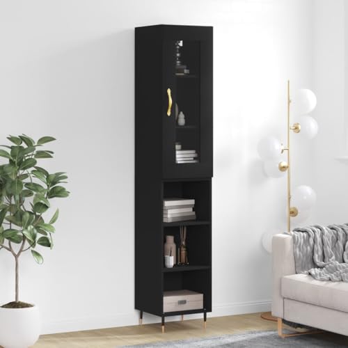 LLEZKBR Furniture Select-Highboard Negro 34,5x34x180 cm Madera de ingeniería