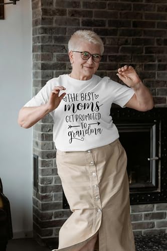 Image of Women Best Moms Shirt Get Promoted to Grandma T Shirt Grandmother Gift Shirt Short Sleeve Casual Tee Top