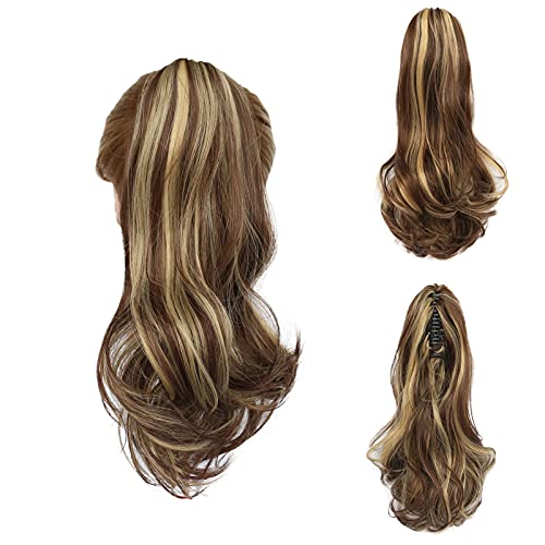 SSMLELE 14â€ Ponytail Extension Claw Clip in Curly Wavy Ponytail Hair Extensions Synthetic Hair Pieces for Women Pony Tail (8H22)