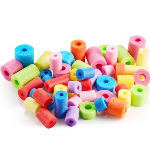 Frienda 50 Pcs Pool Noodles Bits Multicolor Craft Small Size Versatile Mixed Floating Pool Noodles Foam Rope Tube For Play Or Diy Craft Multipurpose (1.18'-2.36' Dia.,Pastel Colors)