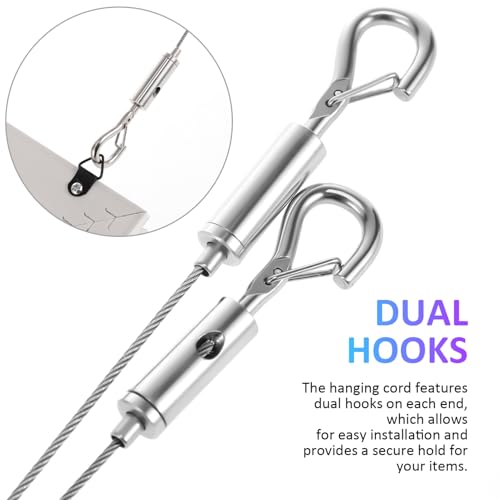 Image of 4pcs Stainless Steel Hanging Wire with Dual Hooks Adjustable Picture Hanging Cord for Frames Mirrors and Artwork Heavy-Duty Tool