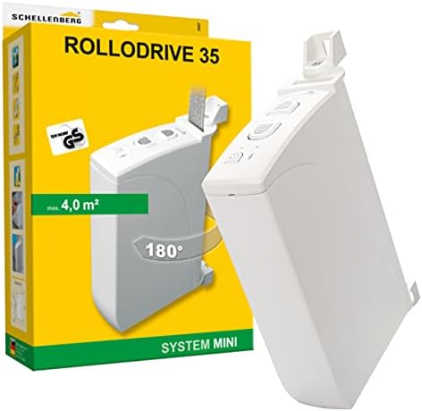 Schellenberg 22637 RolloDrive 35 do 4 m² powierzchnia rolety, do pasów o szerokości od 14 do 15 mm, siła ciągnąca 12 kg, z automatycznym czasem i zasilaczem
