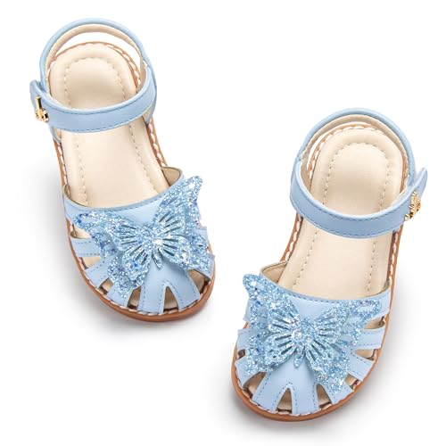 Image of THEE BRON Toddler Girls Closed-Toe Sandals Sweet Retro Cutout Summer Dress Shoes