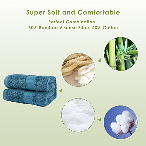 Canfoison Bamboo Bath Towel For Body, 1 Pack Peacock Blue Single Large Bath Towel For Adult Kids Baby Luxury Super Soft Highly Absorbent Bathroom Towels 30" X 54" #TOP4