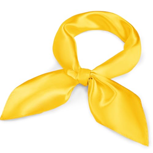 American Trends Women Silk Feeling Scarf Satin Head Scarves Vintage Square Satin Scarf Wrap Neck Scarf Lightweight Silk Like Bandana Yellow