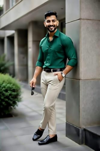Image of Men's Formal Shirt and Trouser Combo Set | Slim Fit Stylish Office Wear | Premium Cotton Blend Shirt Pant Set for Men | Top & Bottom Clothing Set