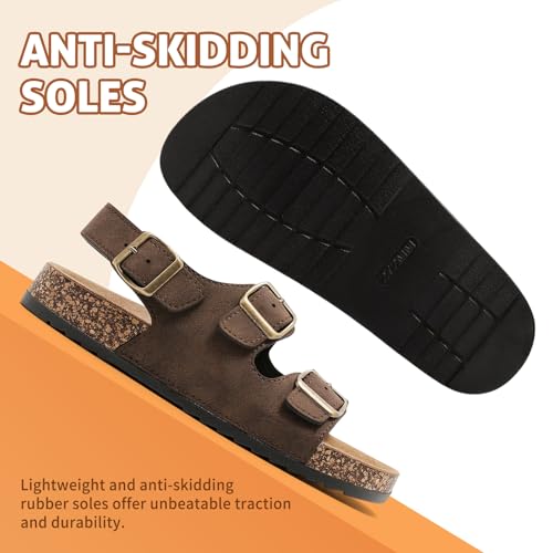 Sandals For Women With Soft Cork Footbed, Mens Slip On Clog Mules With Adjustable Double Buckle, Open Toe Flat Slide Shoes, Summer Outdoor Back Strap Slipper3