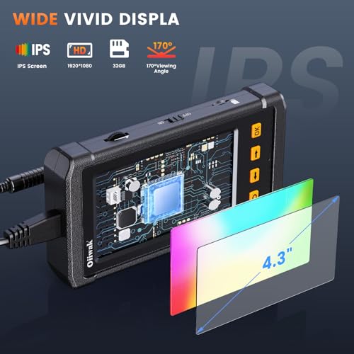 50FT Endoscope Camera with Light, Oiiwak Snake Borescope Endoscope Inspection Camera for Pipe Sewer Drain Plumbing Inspection 1080P HD 4.3" IPS Screen Waterproof IP67
