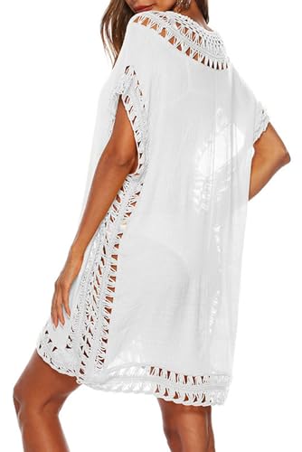 Image of Adisputent Womens Swimsuits Cover Ups Crochet Chiffon Beach Cover Bathing Suit Bikini Wear Coverups Dress