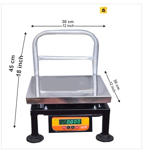 Image of Weighing Scale Maximum weight 100kg x 10g Weight Machine for Shop,12x12 inch for Kirana Shop, Kitchen Store and Factories Digital Computer kanda.789 (12x12 SS Pole) Color name - Black