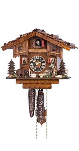 Cuckoo Clock Black Forest House With Forest Scene And Moving Hunter Ho 151 #TOP5
