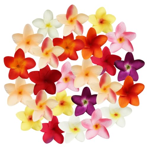 Boerni 50pcs 60mm mélange de Couleurs Faux Violet Fleur, réaliste Faux Soie Fleur Bouquet Hawaii Ray Frangipani Bricolage Artisanat Guirlande Mariage été Hawaii Aloha Party Home Decor
