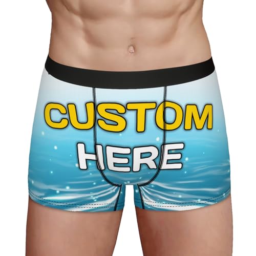Custom Men Boxer Briefs Personalized Underwear Add Your Photo Text Logo Breathable Men Boxer Shorts for Husband Boyfriend Birthday Gifts Multicolor3