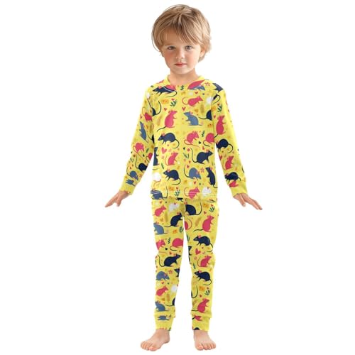 Pajama Sets Long Sleeve Rats Teeth Hearts Flowers Soft Comfy Sleepwear 2 Piece PJS 3-8T2