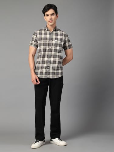 Image of Majestic Man Men's Slim Fit Premium Pure Cotton Plaid Check Half Sleeve Casual Shirt