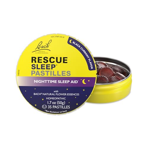 RESCUE Bach Sleep PASTILLES Black Currant Flavor Sleep Aid Lozenges No Melatonin Homeopathic Flower Essences 35 Count