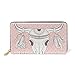 LORONA Ethnische Tierschädel Leder lange Reißverschluss Clutch Brieftasche Geldbörse für Frauen Reise Clutch Tasche