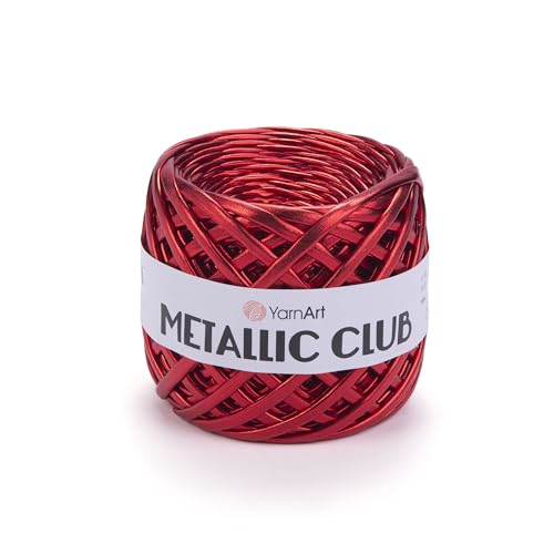 Image of YarnArt Metallic Club Yarn - Super Bulky T-Shirt Yarn, 100% Polyester, 6.35 oz (180g), 60 yds (55m), Shiny Multicolor Thread for Handbags, Chic Night Bags, and Crochet Projects (8112)