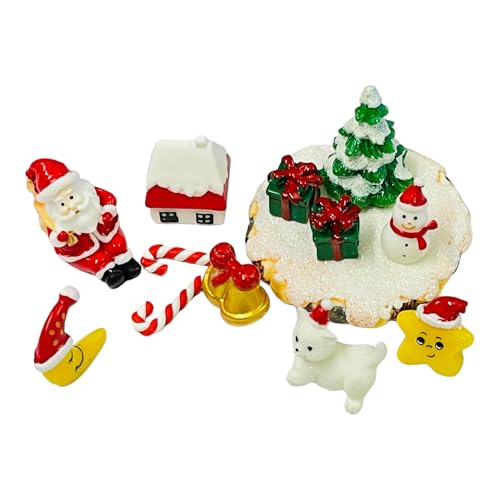Image of Moira 13 pcs Christmas Theme Miniature Decoration Items for Shops, Cake Toppers Plants, Terrariums, Doll Houses, Fairy Gardens