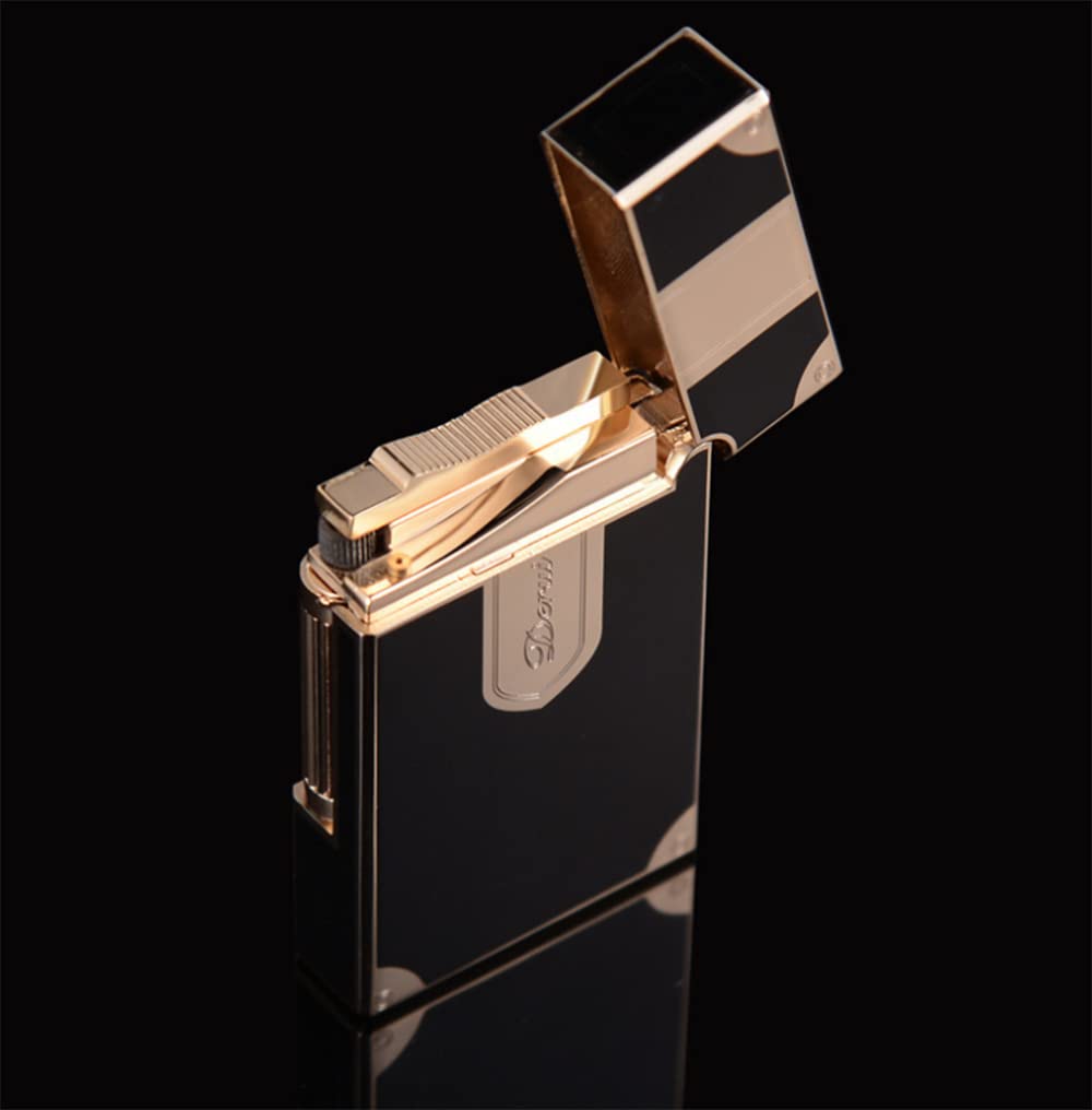 Briquet coupe-vent portable rechargeable au gaz butane avec flamme réglable - Cadeau rétro pour homme