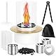 Bioethanol Tischkamin, Tischkamin Outdoor & Indoor, Regulierbare Flamme, inkl. 2X große Brennkammern und Schwarze Dekosteine
