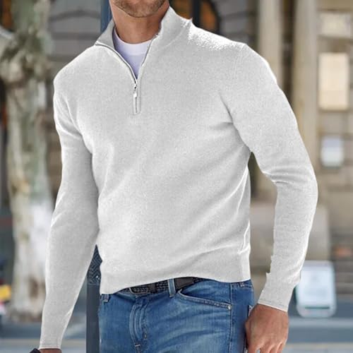 Men's Quarter Zip Up Sweaters Lightweight Mock Neck Pullover Top Comfort Ribbed Knit Polo Sweater2
