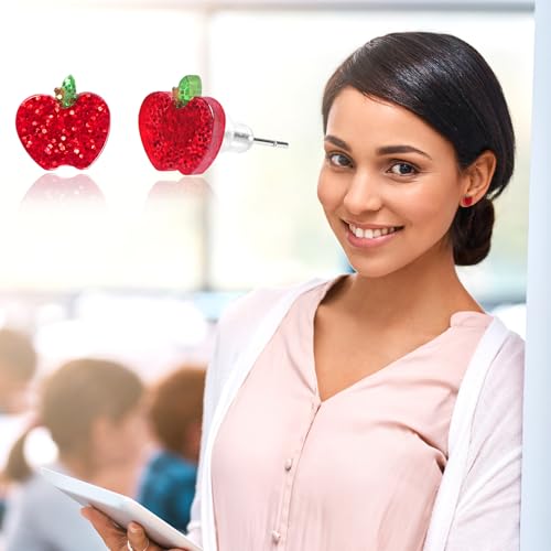 Teacher Earrings for Women Cute Acrylic Glitter Apple Pencil Earrings Back to School Jewelry for Teachers Appreciation Gifts4