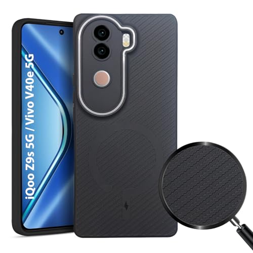 Image of LIRAMARK Rugged Carbon Fibre TPU Armor Silicone Back Cover Case for iQoo Z9s 5G / Vivo V40e 5G