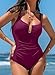 Aleumdr Women's 2026 Fashion U-Wired Tummy Control One Piece Swimsuit Vintage Bathing Suits Ruched Swimwear Violet Large