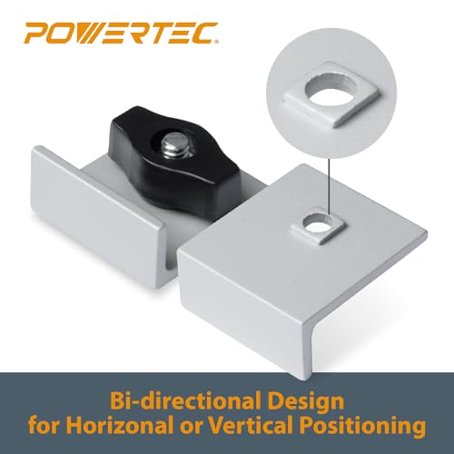 Image of POWERTEC 71821 Bi-Directional Short Stop Kit, T Track Stop Block for T-Track Woodworking, Sanding, and Routing, 4PK